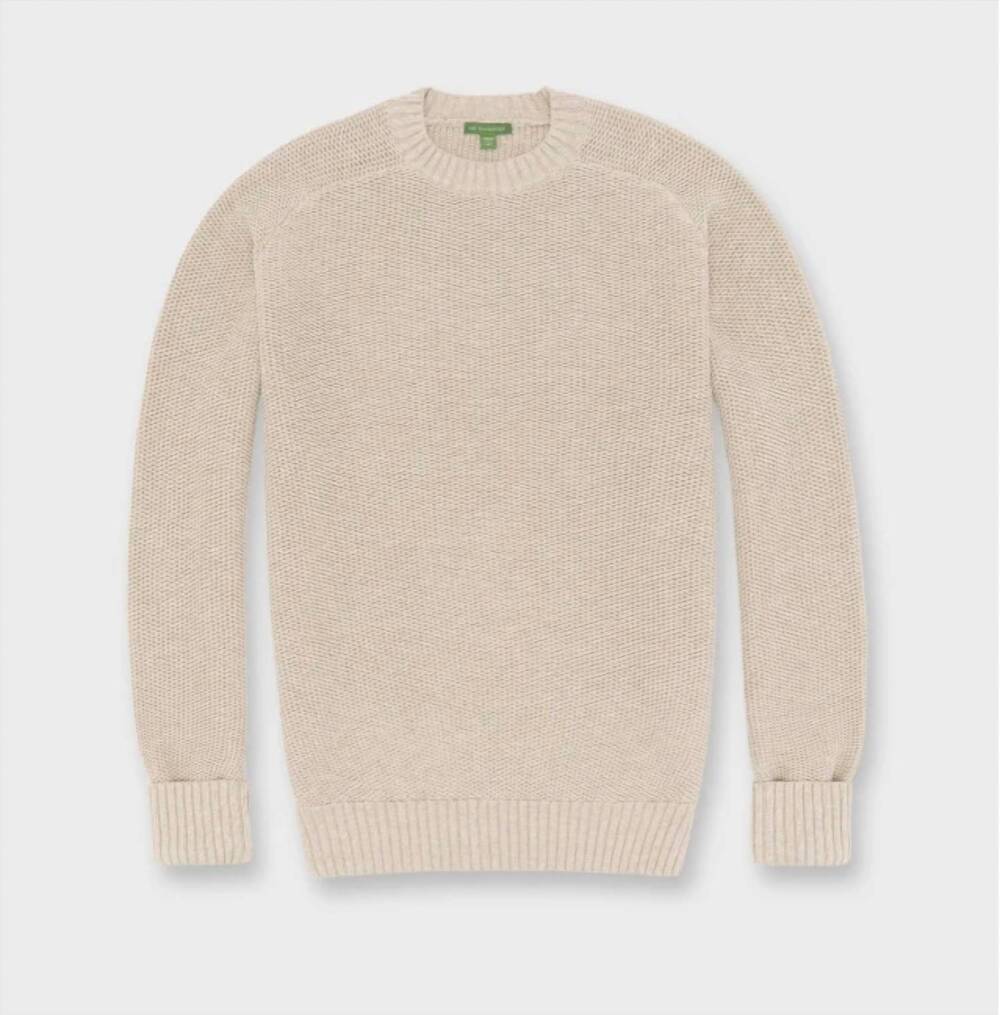 NEW SID MASHBURN men's beach crewneck sweater in heather taupe